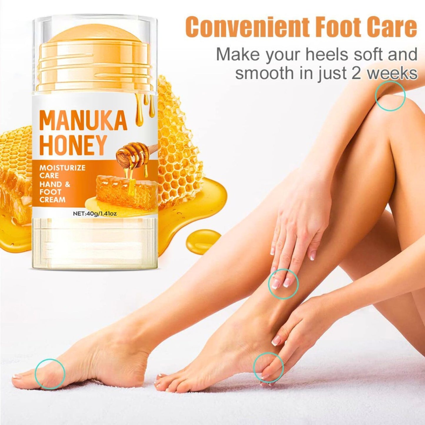 Trendyfave 2Pcs Honey Foot Cream, Hand & Foot Cream for Very Dry Feet & Hands, Cracked Heel Repair Cream, Hard Skin Remover Foot Cream, Intensive Moisturising for Cracked Skin for Women & Men 40g/Each