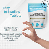 Turmeric Tablets 4000mg with Circumin, Black Pepper & Ginger | 360 High Strength Vegan Turmeric Tablets (Not Capsules or Powder) | 6 Month Daily Supply | Turmeric Supplement | Made in UK