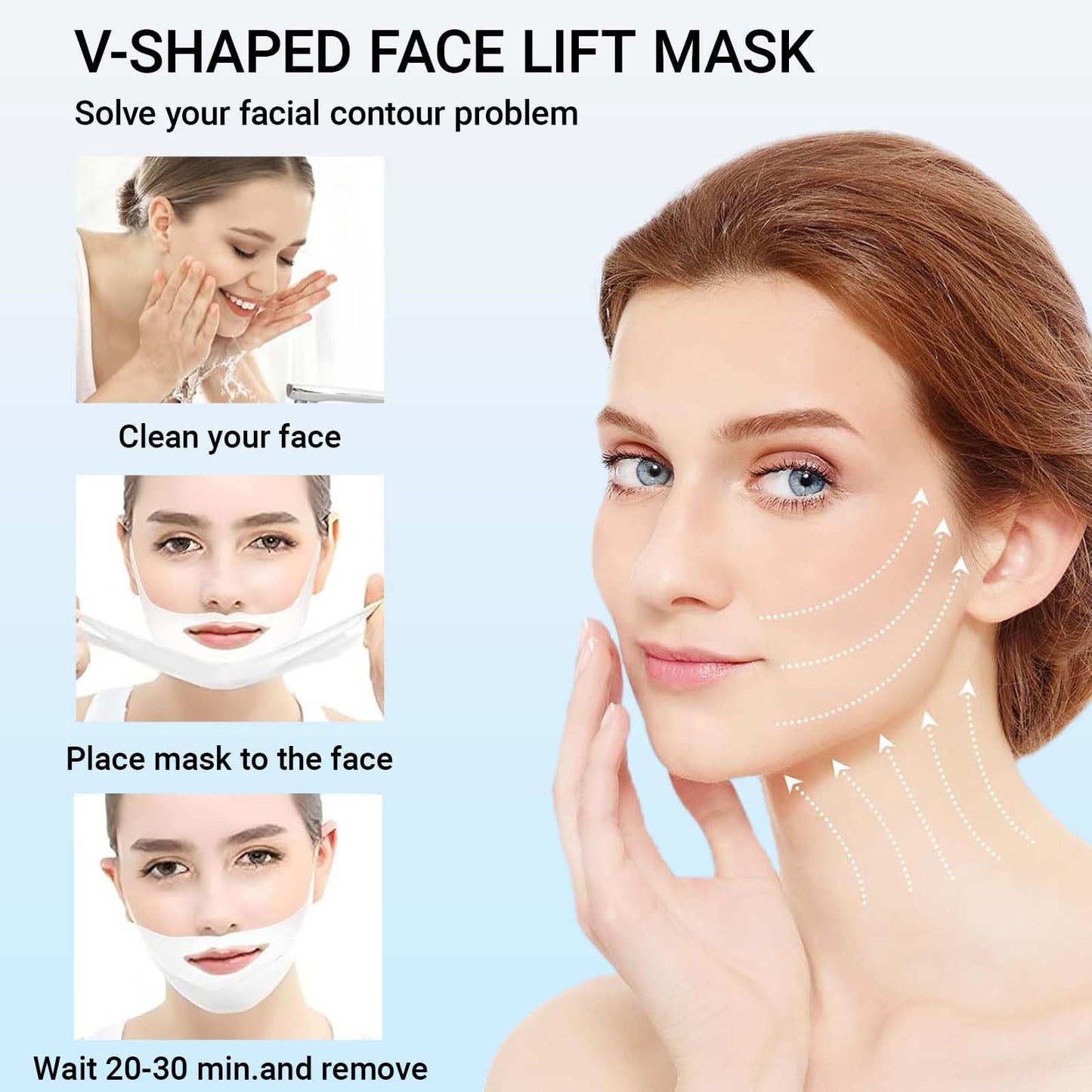 Double Chin Lifting Mask for Jawline Sculpting – V-Line Face with Collagen Lift Strap, Firm & Tighten Skin Overnight – Beauty Face Sculpting Sleep Mask for a Defined, Youthful Look