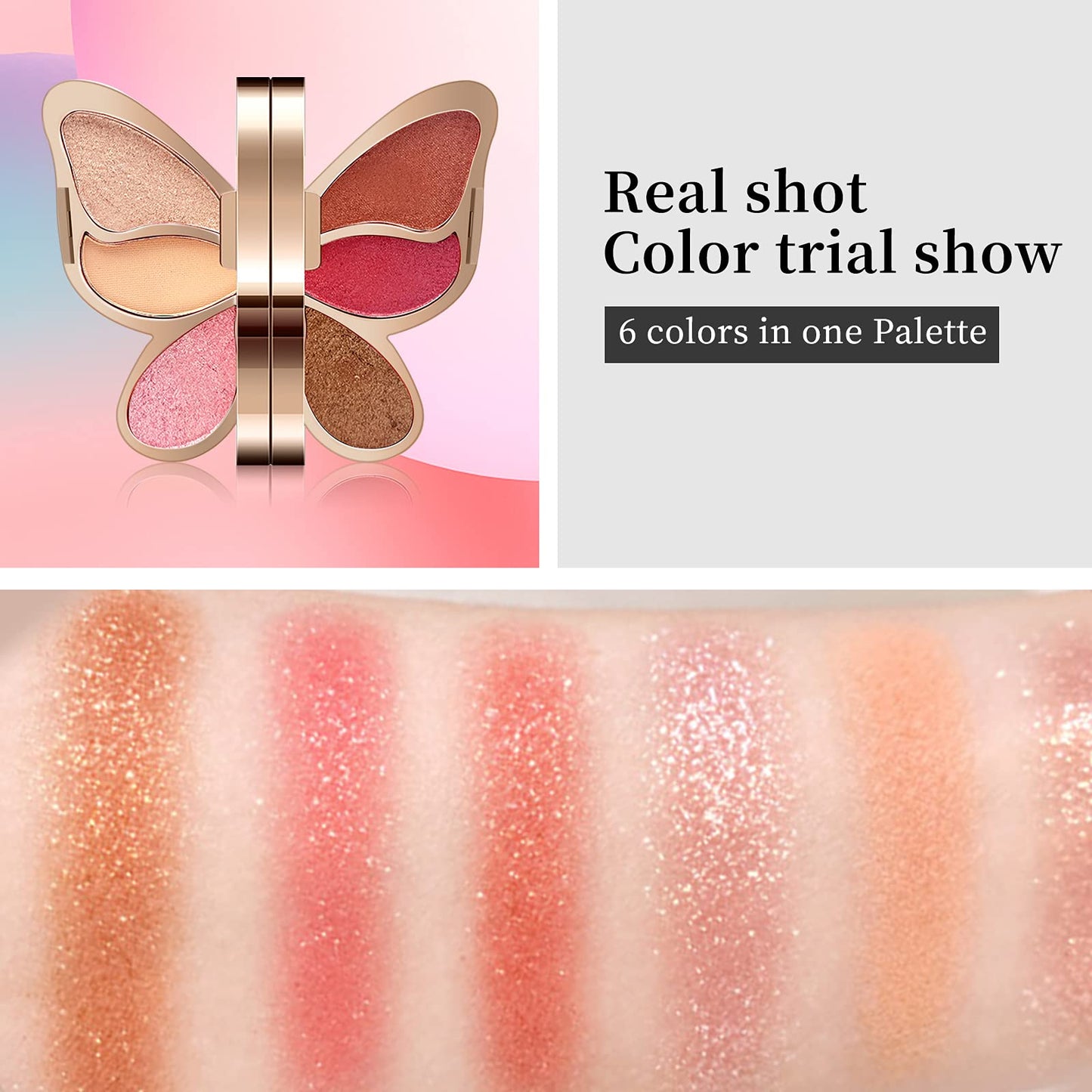 Erinde Butterfly Eyeshadow Palette Makeup, Matte Shimmer Metallic Eye Makeup Palette, Highly Pigmented, Naturing-Looking, Blendable Long Lasting Waterproof Eye Shadow Palette, Gifts Presents