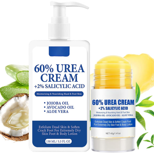 MrCuvaryas Urea Cream 60 Percent for Feet Set, Urea Foot Cream for Cracked Heels and Dry Skin, Cracked Heel Repair Cream For Feet and Hand and Body Care Hydrates, Softens & Exfoliates Women & Men