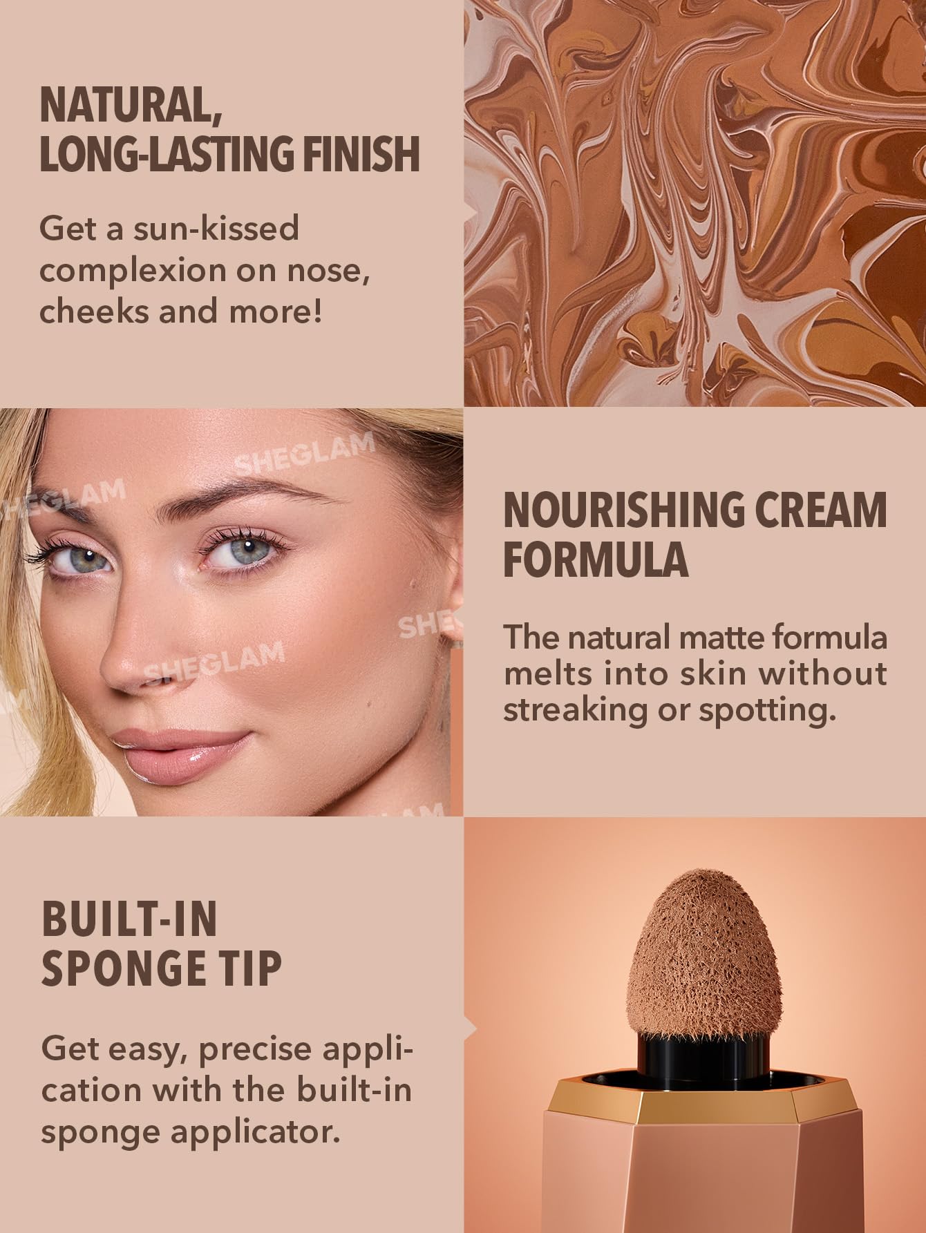 SHEGLAM Sun Sculpt Cool Toned Liquid Contour Stick Long Lasting Cream Bronzer Makeup - Earthy Sepia
