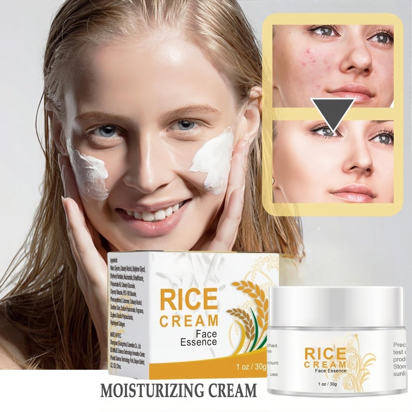 Rice Cream for Face,Anti Aging Face Cream,Hydrating Face Moisturiser,Rosacea Crea-m for Face,Moisturiser Fac-e Women,Skin Tightening Cre-am for Fa-ce,Cr-eam of Rice,Ri-ce Toner,Day Cr-eam,Night Cre-am