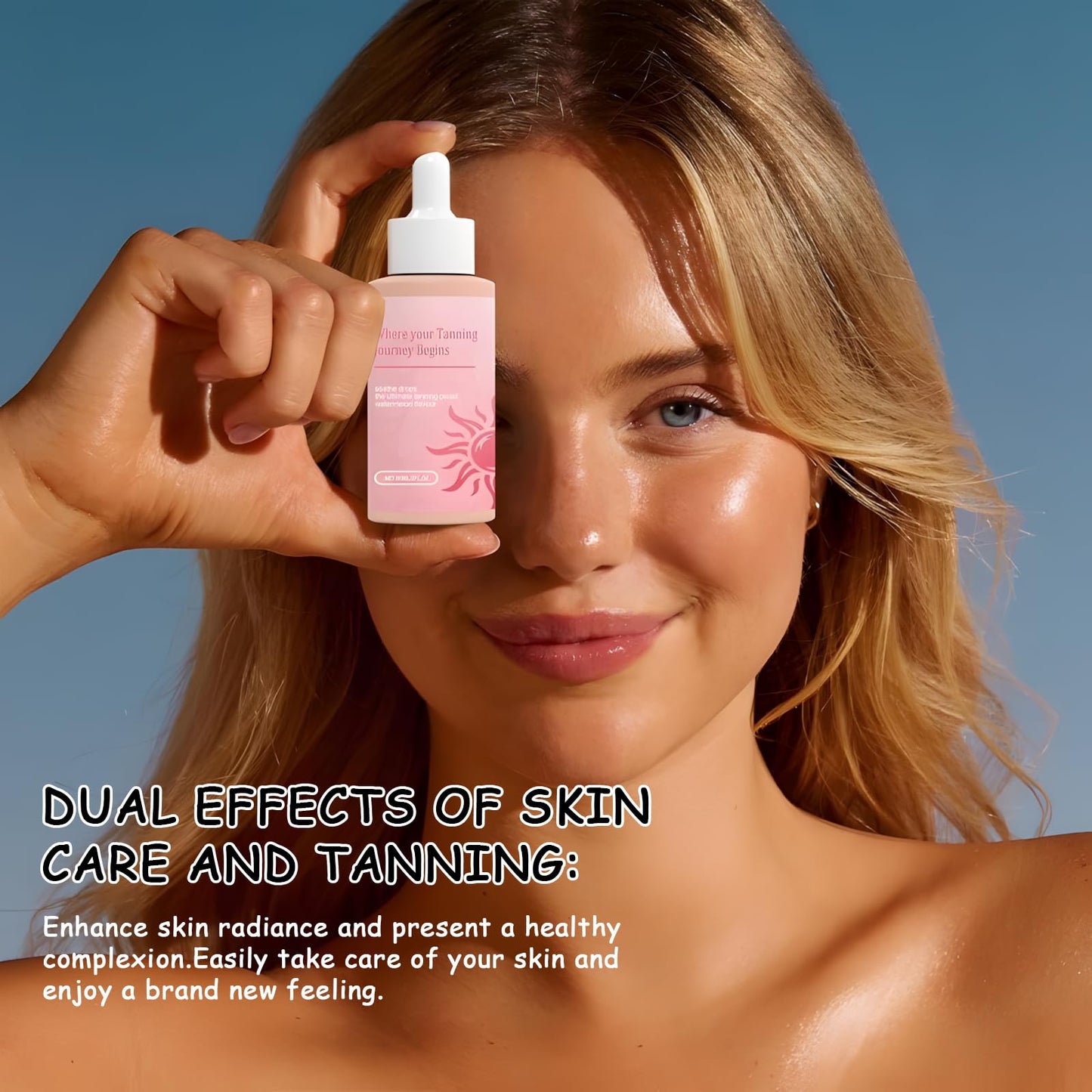 Guegine Self Tanning Drops 2 PCS Tanning Drops Enhances Natural Skin Tone Suitable for All Skin Types Naturally Promotes Melanin Production and Enhances Natural Skin Tone Not Drinkable