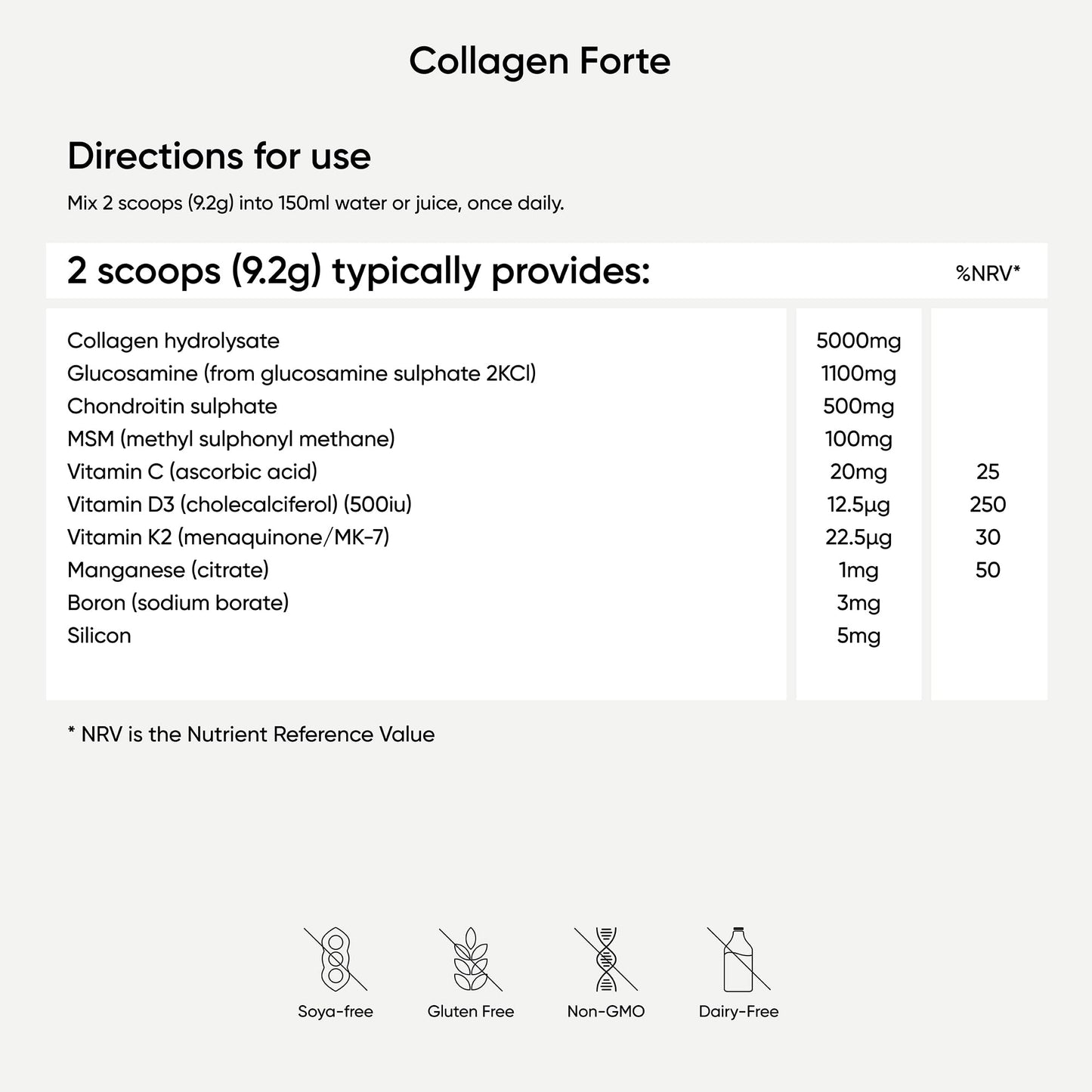 Nutri Advanced - Collagen Forte - Hydrolysed Bovine Collagen Powder with Glucosamine, Chondroitin & MSM - 30 Servings