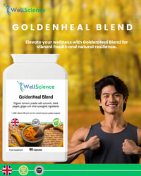 Wellscience WellScience GoldenHeal Blend: Immune Support, Anti-Inflammatory, and Digestive Health - Organic Turmeric, Curcumin, Black Pepper, Ginger & Cayenne