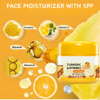 IZBEAUVO Turmeric & Vtamin C Cream, Brightening Face Cream, Natural Hydrating Day Cream for Sensitive Skin, Non-Greasy Face Moisturiser for Normal, Dry, Oily & Combination Skin - 1.76 Fl Oz