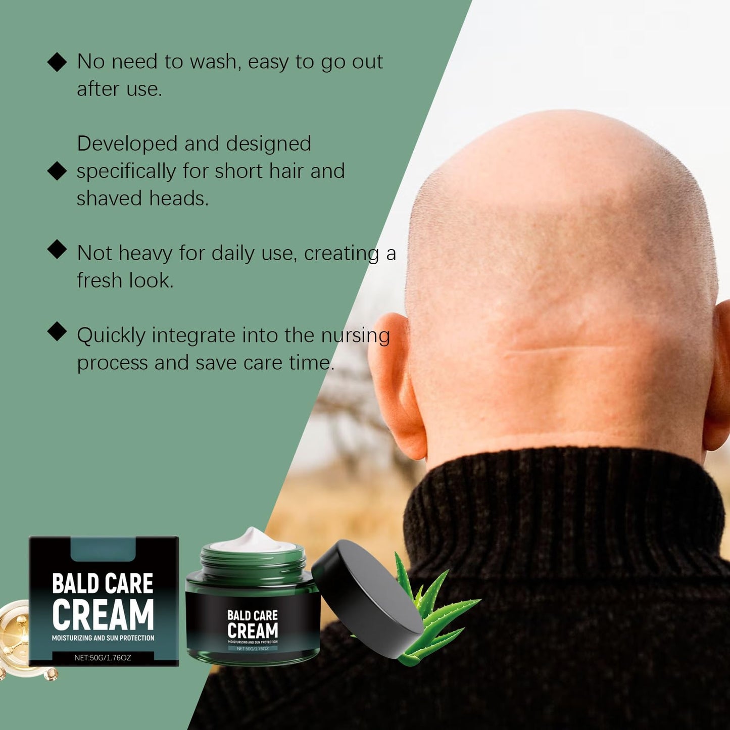 50g Bald Cream,Moisturizing Shaving Cream,Bald Head Moisturiser for Men,Bald Scalp Moisturiser,Moisturizing Nourishing and Sc/alp Care for Men,Post Shave Balm M/en,Itchy Scalp Lotion,Scalpbalm