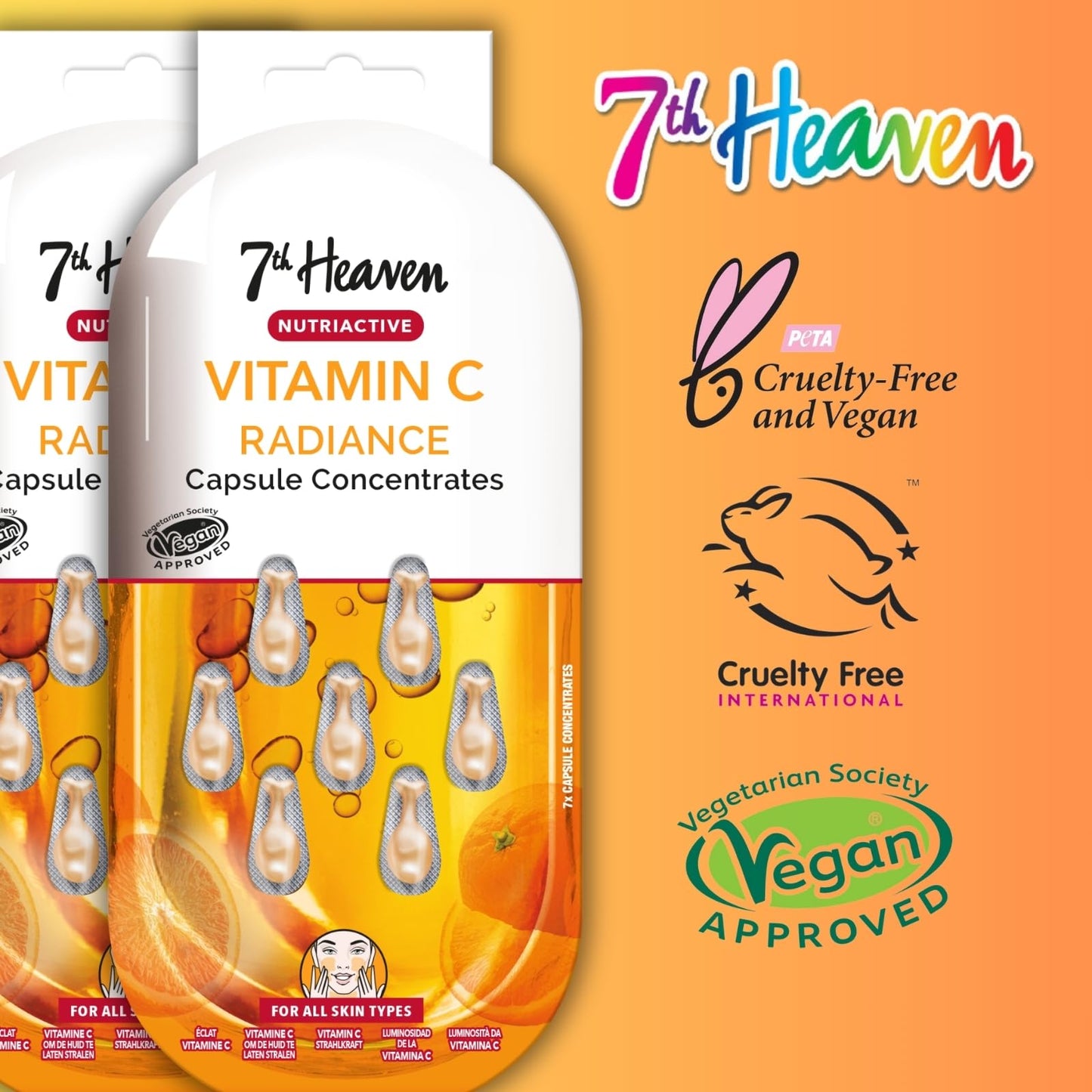 7th Heaven Vitamin C Capsule Concentrates (7 Day Supply). Daily Glow Cream. Brightening Vitamin C Capsules for Face Care (all Skin Types). Vegan Vitamin C Serum for Face - Genuine 7th Heaven Skin Care