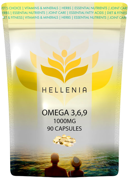 Hellenia Omega 3,6 & 9 Complex | 1000mg - 90 Softgel Capsules | High Strength | UK Manufactured