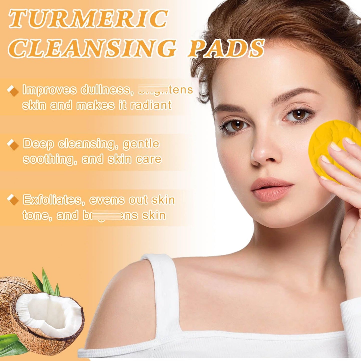 KoolShiro Turmeric Wash and Care Three Piece Set,Tuemeric Facial Cleanser & Turmeric Soap Bar & Turmeric Face Scrub Pads, Turmeric Cleansing Skincare Set for Face & Body, Deep Cleansing