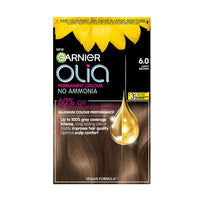 Garnier Olia 6.0 Light Brown Permanent Hair Dye, Up to 100% Grey Hair Coverage, Visibly Improved Hair Quality, 3X More Shine, No Ammonia & 60% Oil Powered Formula