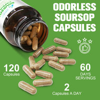 Aoruilia Soursop Capsules with Vitamin C - 1200mg Soursop per Serving - Soursop Fruit Extract Capsules for Immune & Antioxidant, Herbal Supplement for Men & Women, Natural & Vegan - 120 Capsules
