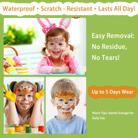 AmiCera Kids Tattoos, 10 Sheets Glitter Face Tattoos for Kids, Temporary Fake Tattoo for Party Festival Birthday, Quick Face Painting Makeup, Water Transfer, Safe & Long Lasting, Cute Animal Stickers