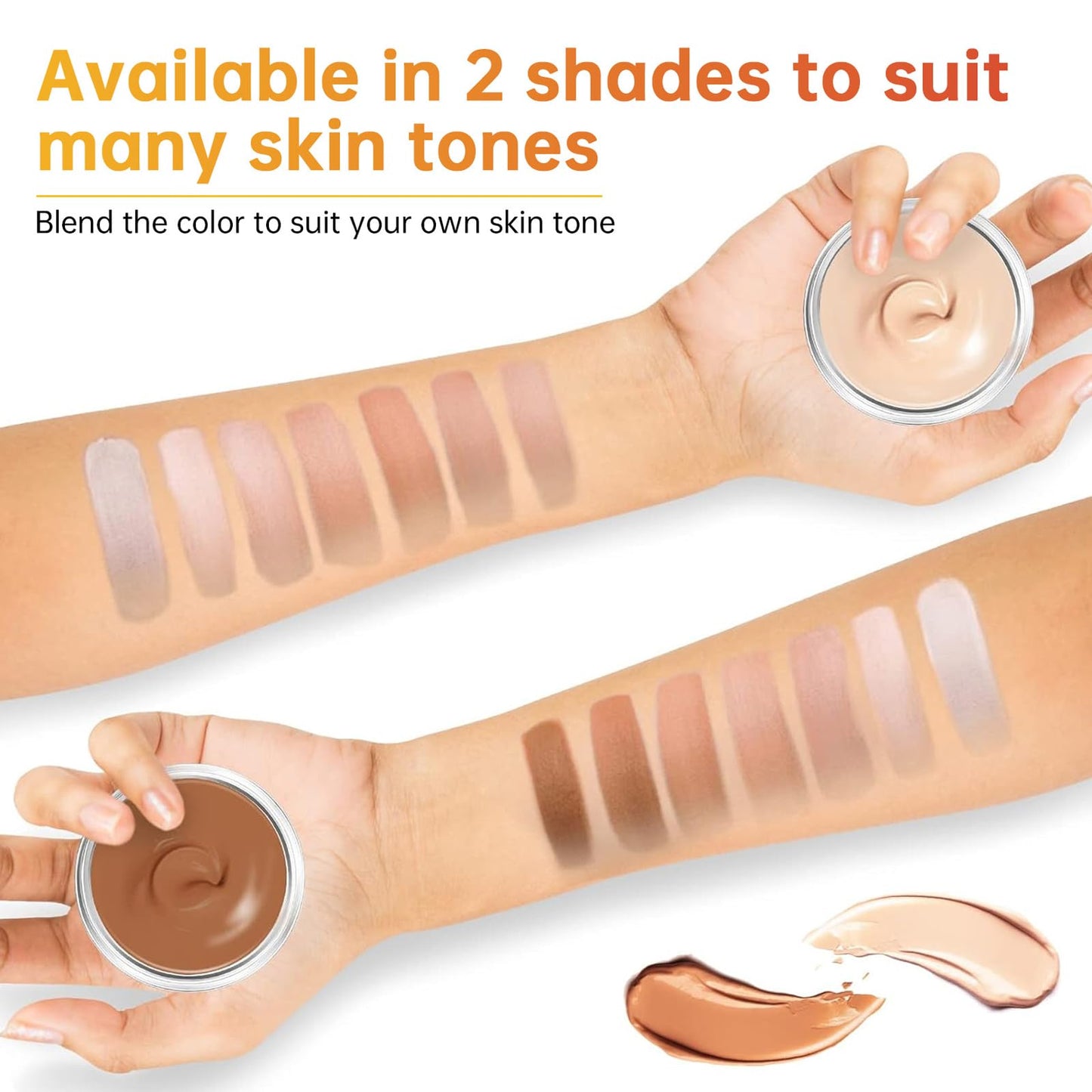 HERBINSOLS Tattoo Cover up Makeup Waterproof - 2 Colors Tattoo Concealer Full Coverage - Natural Body Makeup for Scars and Bruises - Bruise Cover up makeup for All Skin Tones(Light & Dark)