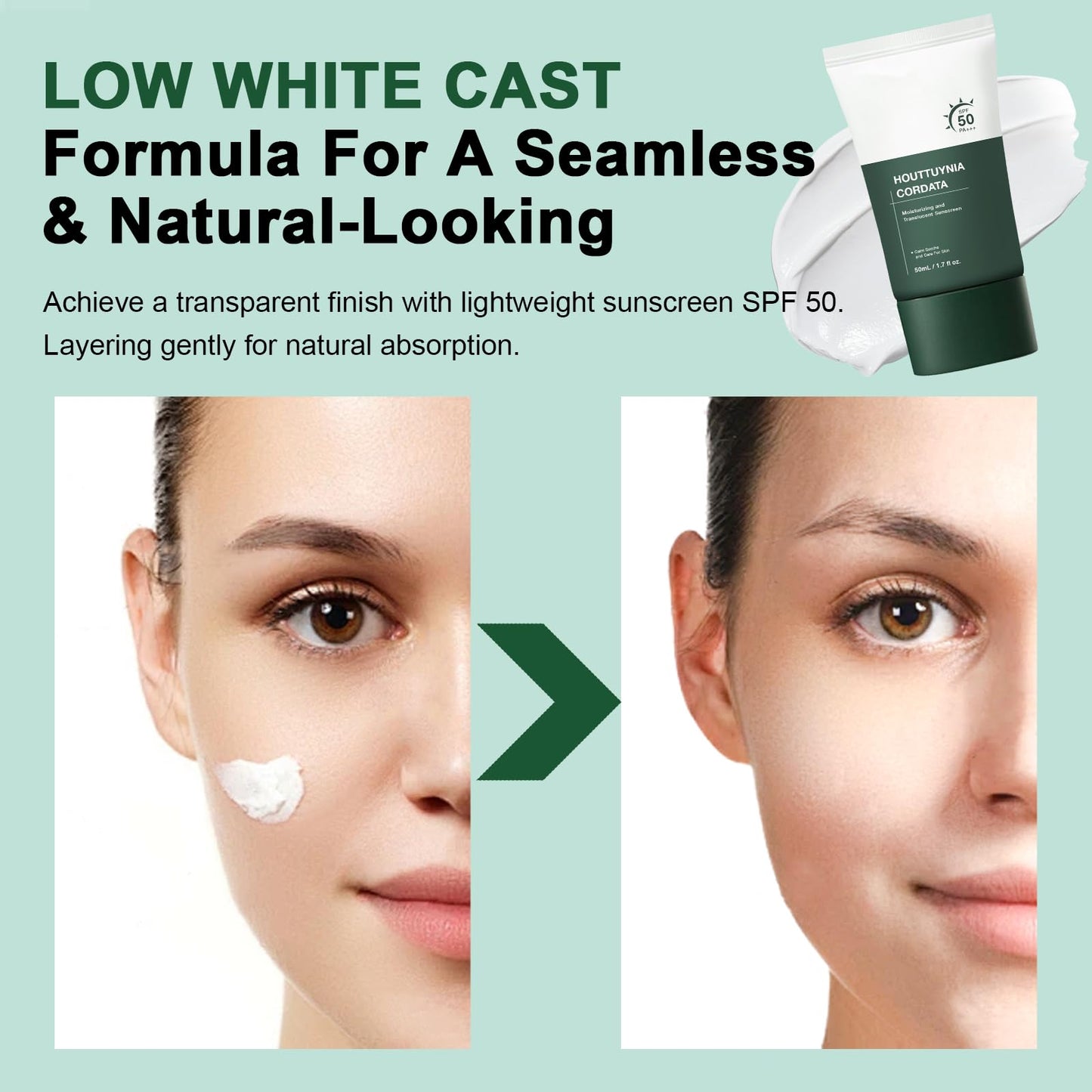 Heartleaf Silky Moisture Sun Cream Spf 50 Pa++++, Sunscreen Spf 50 Face Moisturiser For Sensitive Skin – Hydrating & Non-Greasy Face & Body Sunscreen, Korean Skincare, Low White Cast