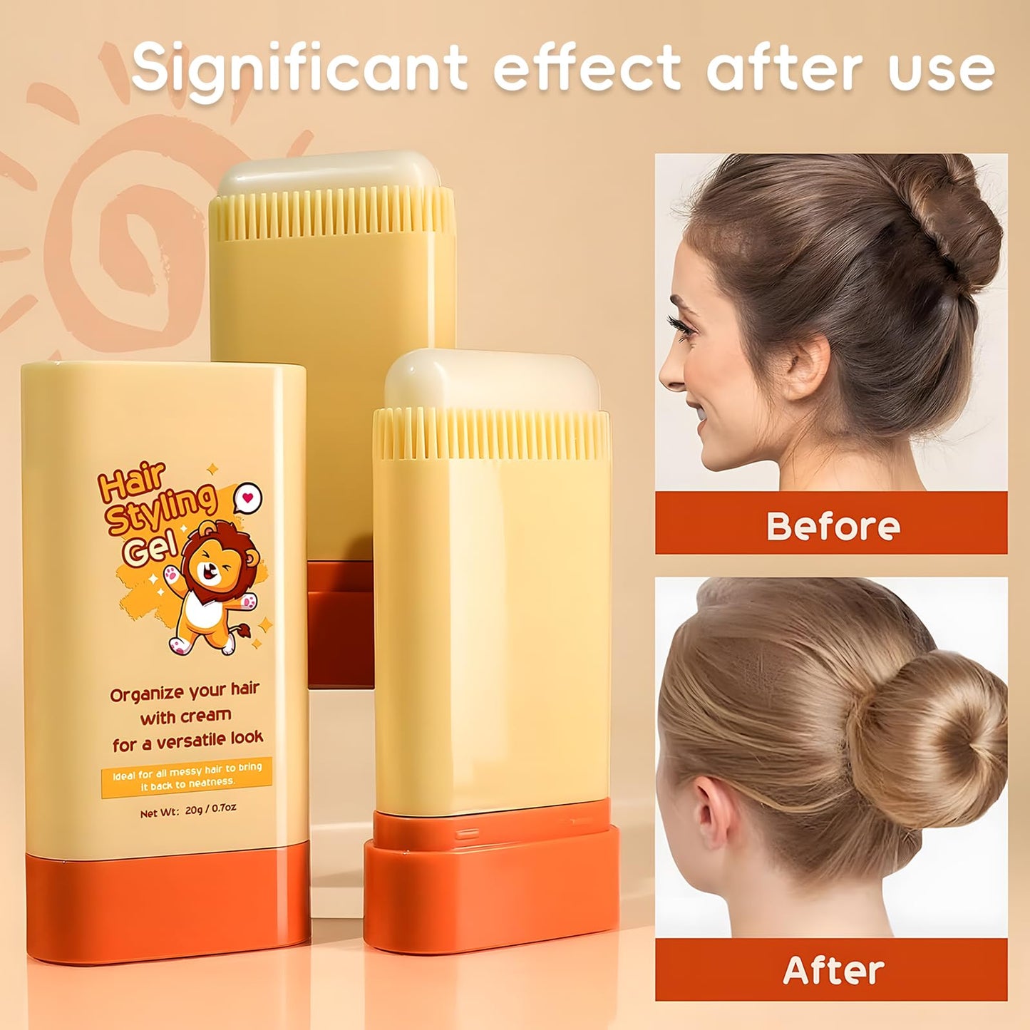 Generic Kids Hair Wax Stick, 2-in-1 Design with Built-In Comb, Moisturizing Non-Greasy Hair Styling, Easy to Use, Portable and Compact for Kids