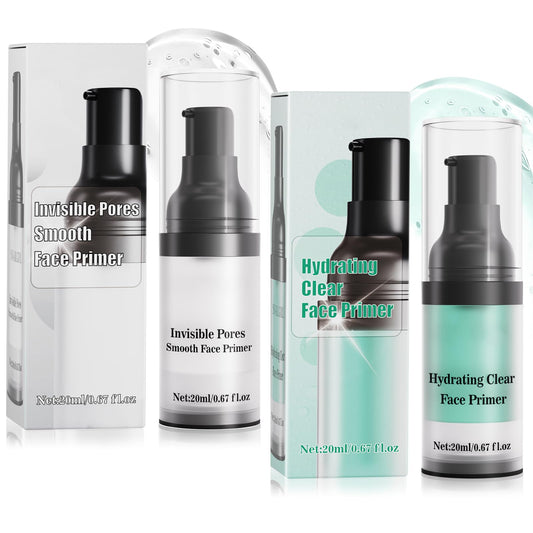 Skynest 2Pcs Poreless Smoothing Face Primer & Hydrating Face Primer,Restoring Makeup Primer For Flawless,Smooth Skin & Long-Lasting Makeup,Fills In Pores & Fine Lines,Vegan & Cruelty-free