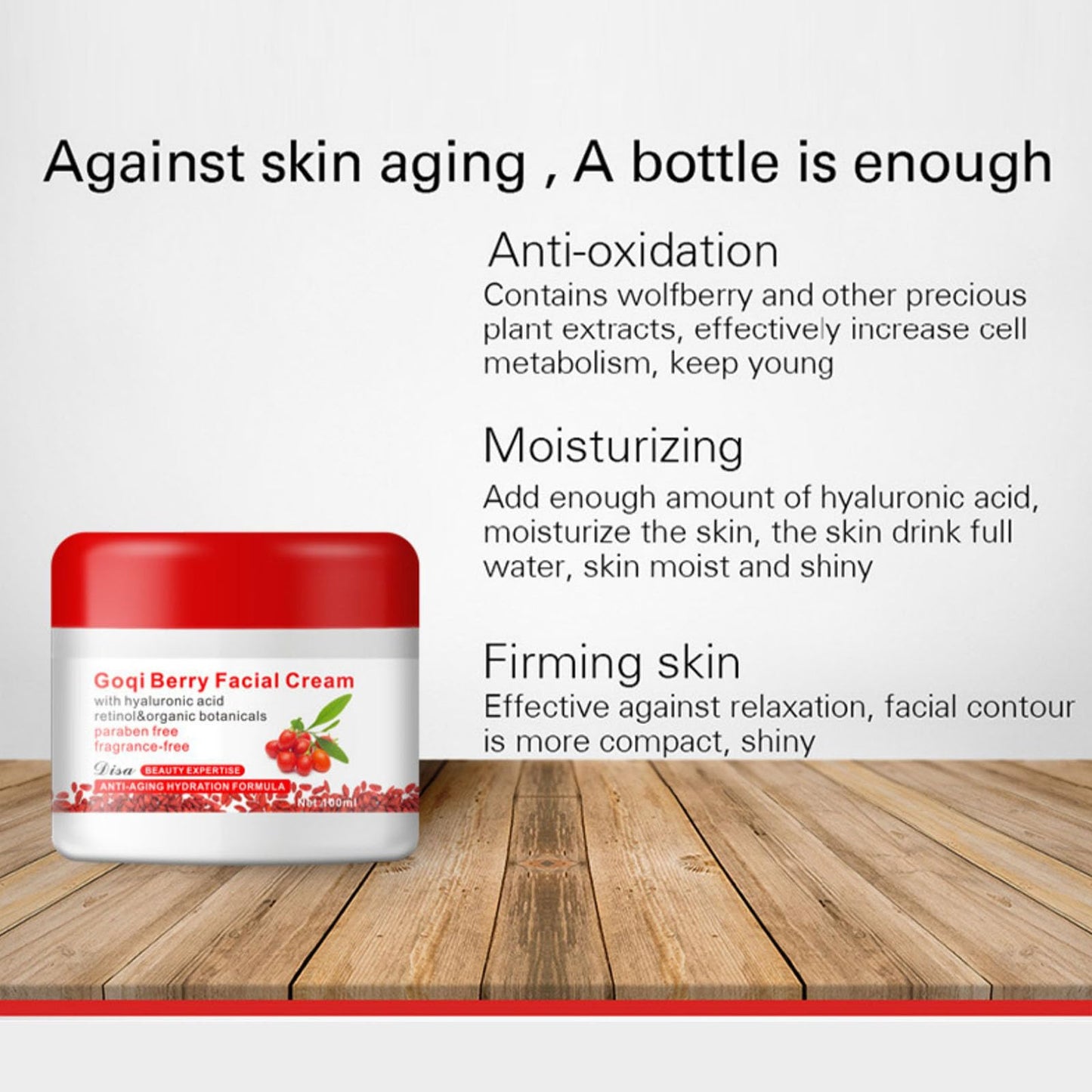 Goji Berry Facial Cream Wolfberry Facial Cream Nourishing Hydrating Skin Lightening Anti-Wrinkle Anti-Aging Skin Care Face Moisturiser 100g
