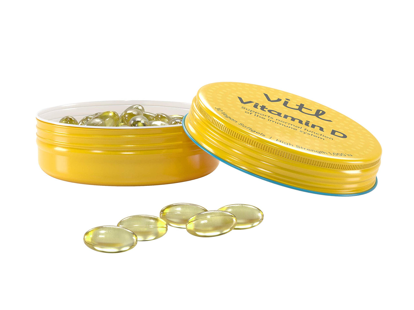 VITL Vitl Vitamin D3 | for Immune System, Bone, Teeth, Muscle, Heart Strength & Support | 30 Vegan Softgel Capsules in Pocket-Sized Tin