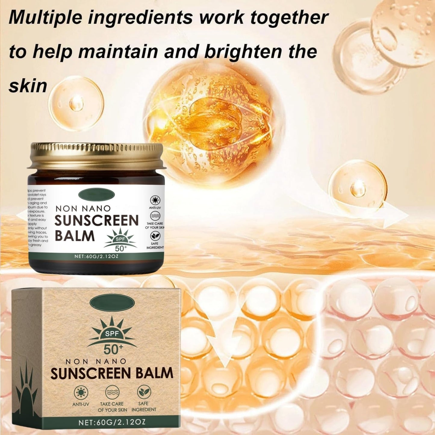 OuXing Non Nano Sunscreen Balm,Beef-Tallow Sunscreen Balm,Natural Tallow Sun Cream for Face & Body,Natural Non Nano Sun Cream,SPF50 Suncream,Beef-Talow and S-un Balm,Tal-low Fac-e Cre-am,Fa-ce Su-n Crea-m