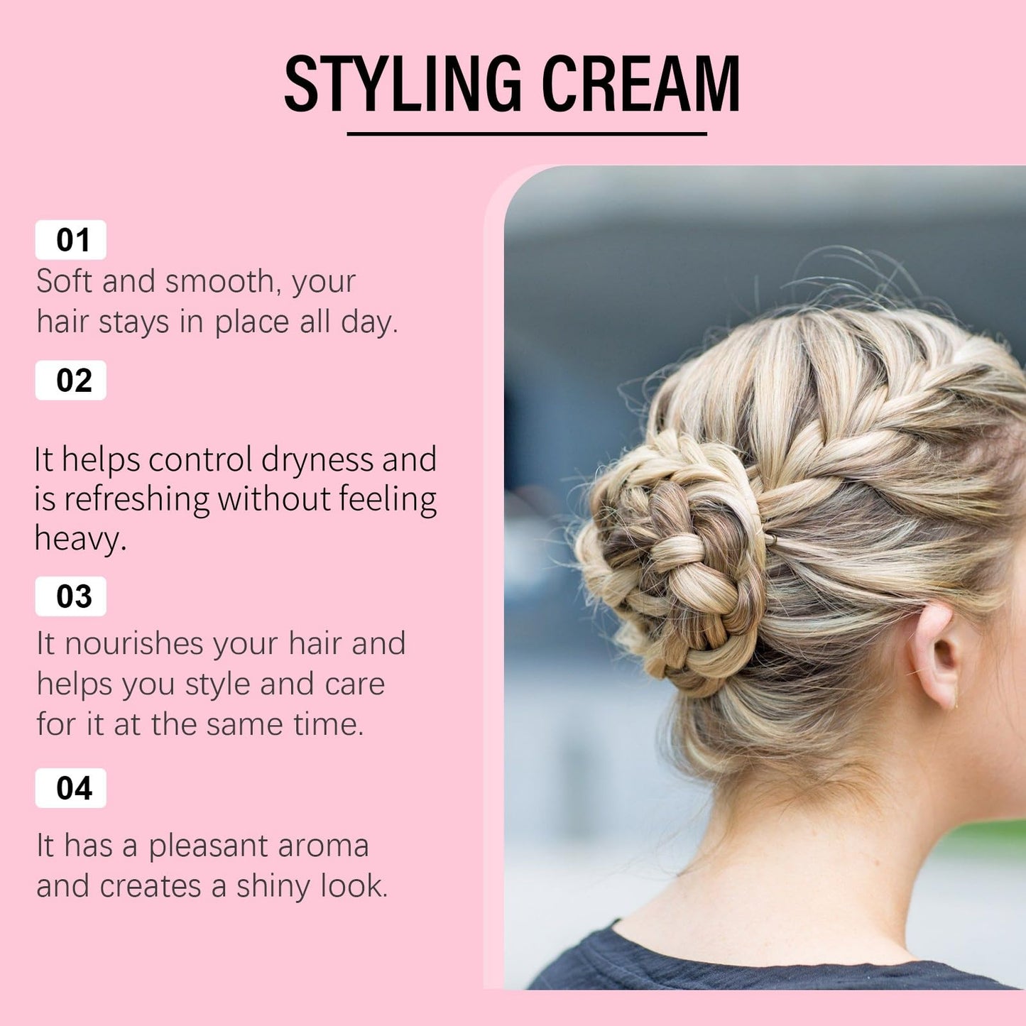 Ruojiar 3-in-1 Hair Styling Cream with Taming Wand,Slick Back Hair Brush,Cactus Fruit Smoothing Stick Hair Tame Flyaways,Hair Styling Products,Hair Mascara for Flyaway Hair,Hair Smoothing Cream,Vegan Formula