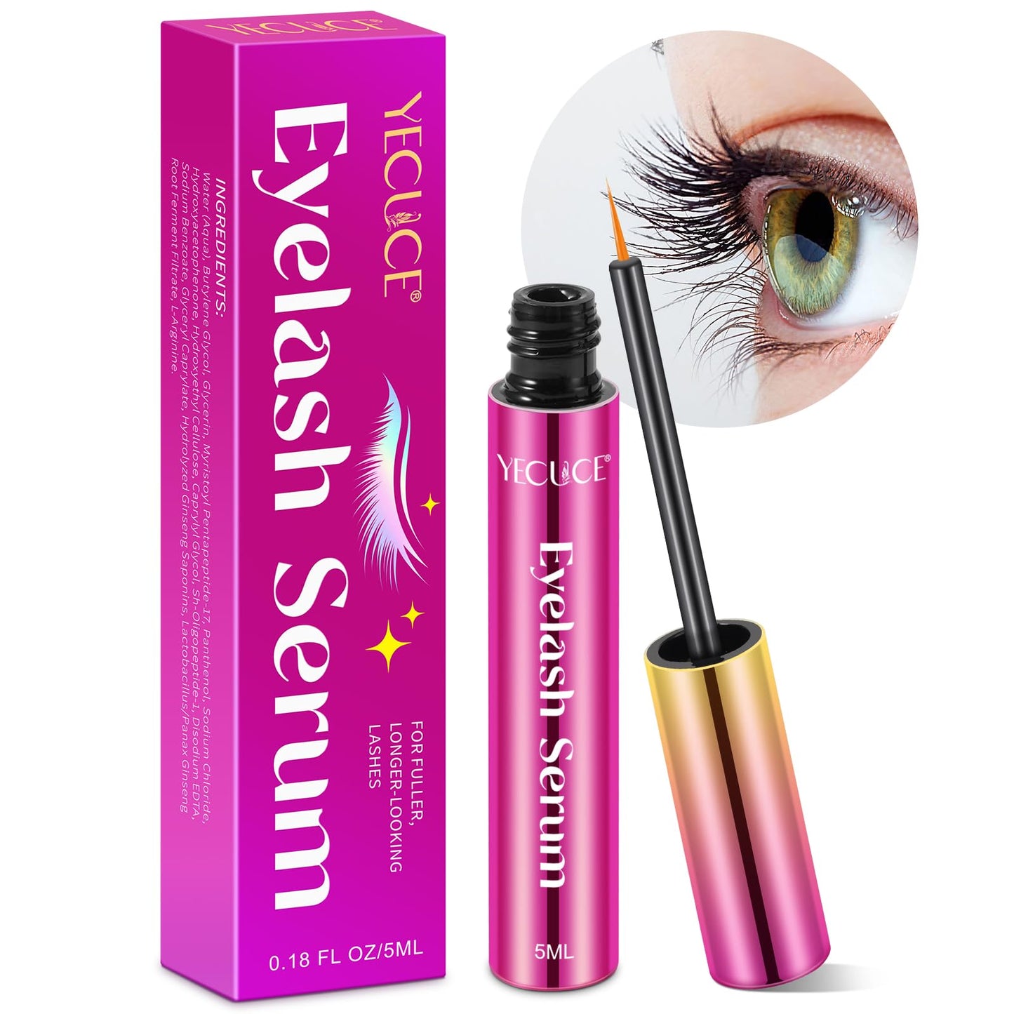 Generic Eyelash Serum for Growth, 5ML Rapid Trengthen Lash & Eyebrow Growth Serum for Healthier Longer Lashes,Thicker,for Women Girls - Lasting 4-6 Weeks