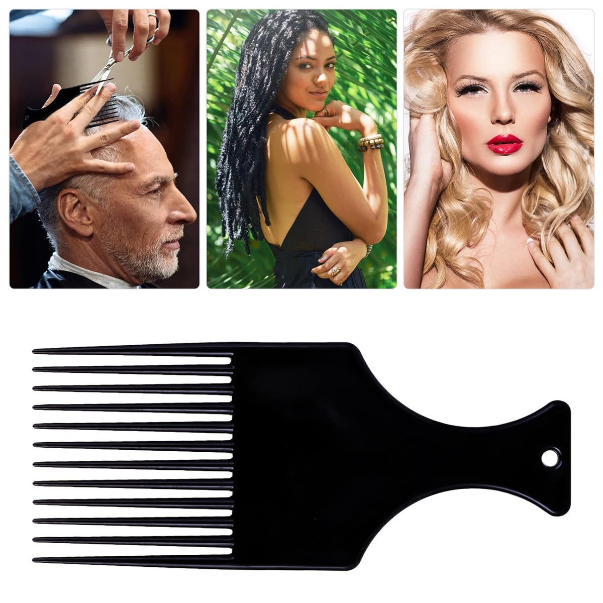 Rotupap Afro Hair Comb - 3pcs Plastic Afro Pick Hair Comb - Wide Tooth Smooth Afro Pick Comb - Afro Comb For Detangling And Styling,For Curly,Frizzy,Wavy&Afro Hair,Wide Tooth Comb Hairdressing Styling Tool