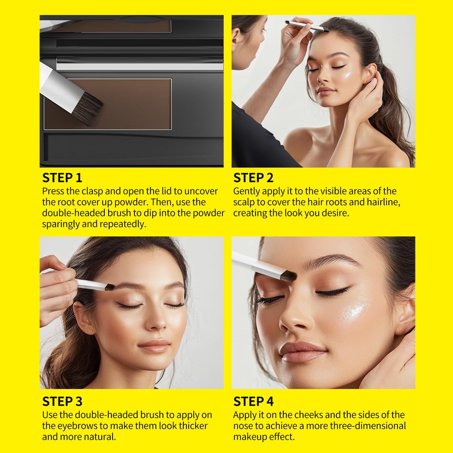 SEVICH Root Touch up, Hairline Powder with Brush, Instantly Conceals Hair Loss, Thinning Gray Hair Shadow Toppers for Women & Men, 48H Makeup Lasting, 8g Large Capacity Dark Brown