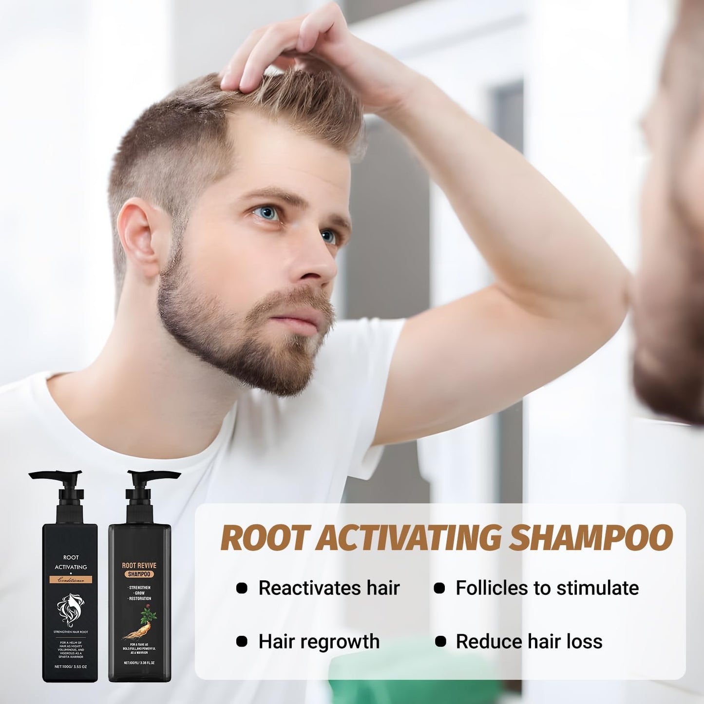 Neyeau Hair Loss Shampoo,Natural Mane Root Activator Shampoo for Men,Nourishing,Repair,Smooth and Strengthen Hair,Unisex,with 1 Nourishing Conditioner