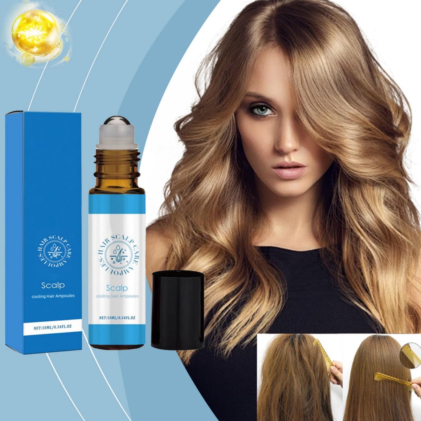 SingHao Hair Growth Roll-On Massage Essence,Hair Growth Serum with Rolling Ball Massage,Scalpy Cooling Hair Ampoule,Strengthening Soothing Hair Essences,Hair Treatment for Hair Loss,Hair Strengthen & Grow