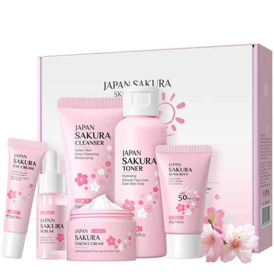 SALROAL Skin Care Sets & Kits,Skin Care For Teenage Girls,Cherry Blossom Skincare Sets,Pamper Sets For Women Gifts,Facial Kit with Cleanser,Toner,Serum,Eye,Essence Serum,sunscreen