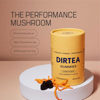 DIRTEA 60 Cordyceps Mushroom Gummies | 3,000mg / Serving | Vegan, Natural & Sugar Free | Vitamin C, B3 & B5 | Energy & Performance Supplement | 60 Gummies (30 Servings) - Mixed Berries Flavour