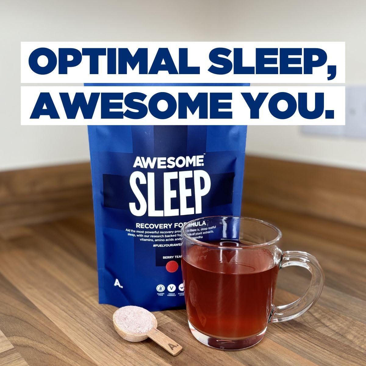 Awesome Supplements - Awesome Sleep Recovery Formula with Magnesium, Ashwagandha & Chamomile Extract (241g, Berry Tea)