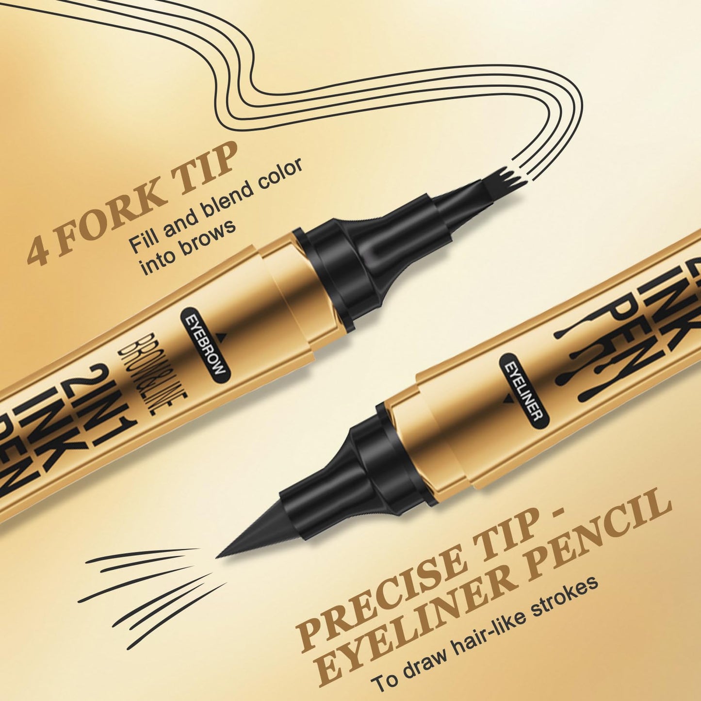 BoloShine Eyebrow Pen & Eyeliner Pencil 2 in 1, Microblading Eyebrow Pen with 4 Fork Tip, Long-lasting Waterproof Smudgeproof Eyebrow Pen for Natural Looking Defined Eyebrows (Light Brown)