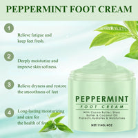 IZBEAUVO Peppermint Foot Cream for Cracked Heels and Dry Skin – Deep Moisturising athletes foot treatment with Shea Butter & Coconut Oil – Cooling Relief for Athletes Foot, Calluses & Hard Skin – 114G