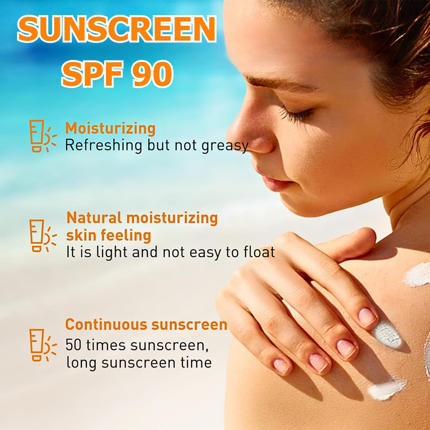IZBEAUVO Face Sunscreen, Waterproof Sunscreen SPF 90+, Suncream Factor 90 for Face PA+++, Refreshing Sun Cream Spf 90, High Protection, Invisible Fluid, Strong UVA + UVB Protetion, Moisturizing & Non Greasy