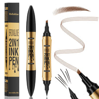 BoloShine Eyebrow Pen & Eyeliner Pencil 2 in 1, Microblading Eyebrow Pen with 4 Fork Tip, Long-lasting Waterproof Smudgeproof Eyebrow Pen for Natural Looking Defined Eyebrows (Light Brown)