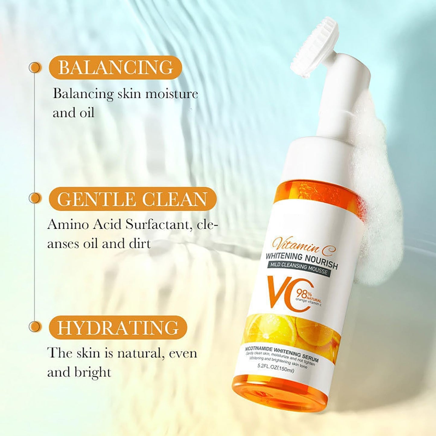 KKwoter Vitamin C Face Cleanser, Gentle Face Cleanser For Sensitive Skin & Oily Skin, Sensitive Face Wash Women & Men For Dry Skin, Facial Cleanser For Blackheads, Acne, Dull Skin