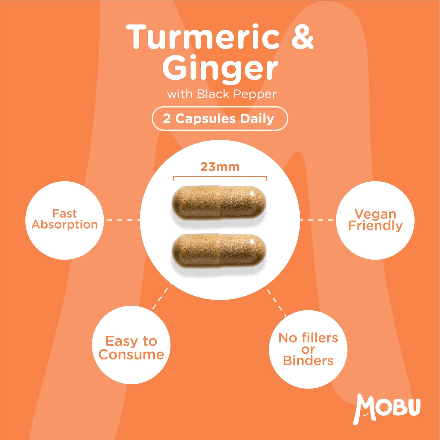 Organic Turmeric 1380mg with Black Pepper & Ginger - 120 Vegan Capsules - Organic with Active Ingredient Curcumin - UK Made MOBU