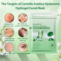 IREV Pack of 10 Centella Asiatica Calming Mask, Soothing Facial Masks with Aloe for Sensitive Skin, Daily Care Mositurizing Face Masks Skincare, Hyaluronic Acid Hydrating Sheet Face Mask Beauty Care