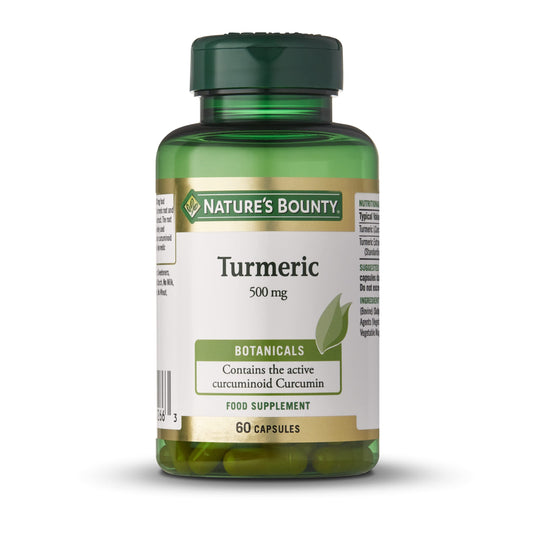 Nature's Bounty Turmeric 500 mg Capsules - Pack of 60 Capsules, Two-a-day - 450mg of Turmeric Root - Contains Curcumin - Gluten Free