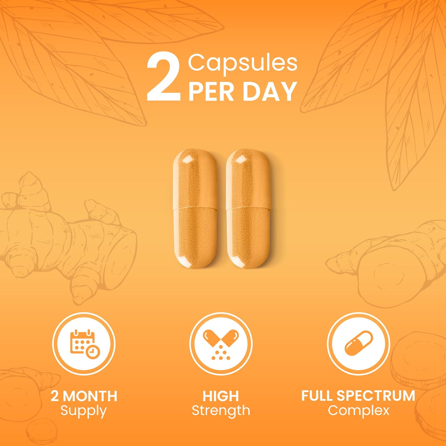 7-in-1 Turmeric and Black Pepper Capsules with Glucosamine and Chondroitin High Strength | Two per Day, 2 Month Supply | Turmeric Capsules High Strength 3000mg, Glucosamine Sulphate & Turmeric Tablets