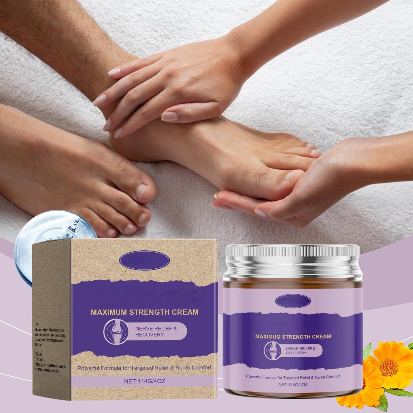 Xinyig 114g Maximum Strength Cream,Neurop/Athy Maximum Cream,Quick Acting Nerve Pain Relief Crea/m,Nourishing Skin Butter,Pain Relief Care for Feet,Soothing Body Care Balm,PainRelief Balm for All Skin