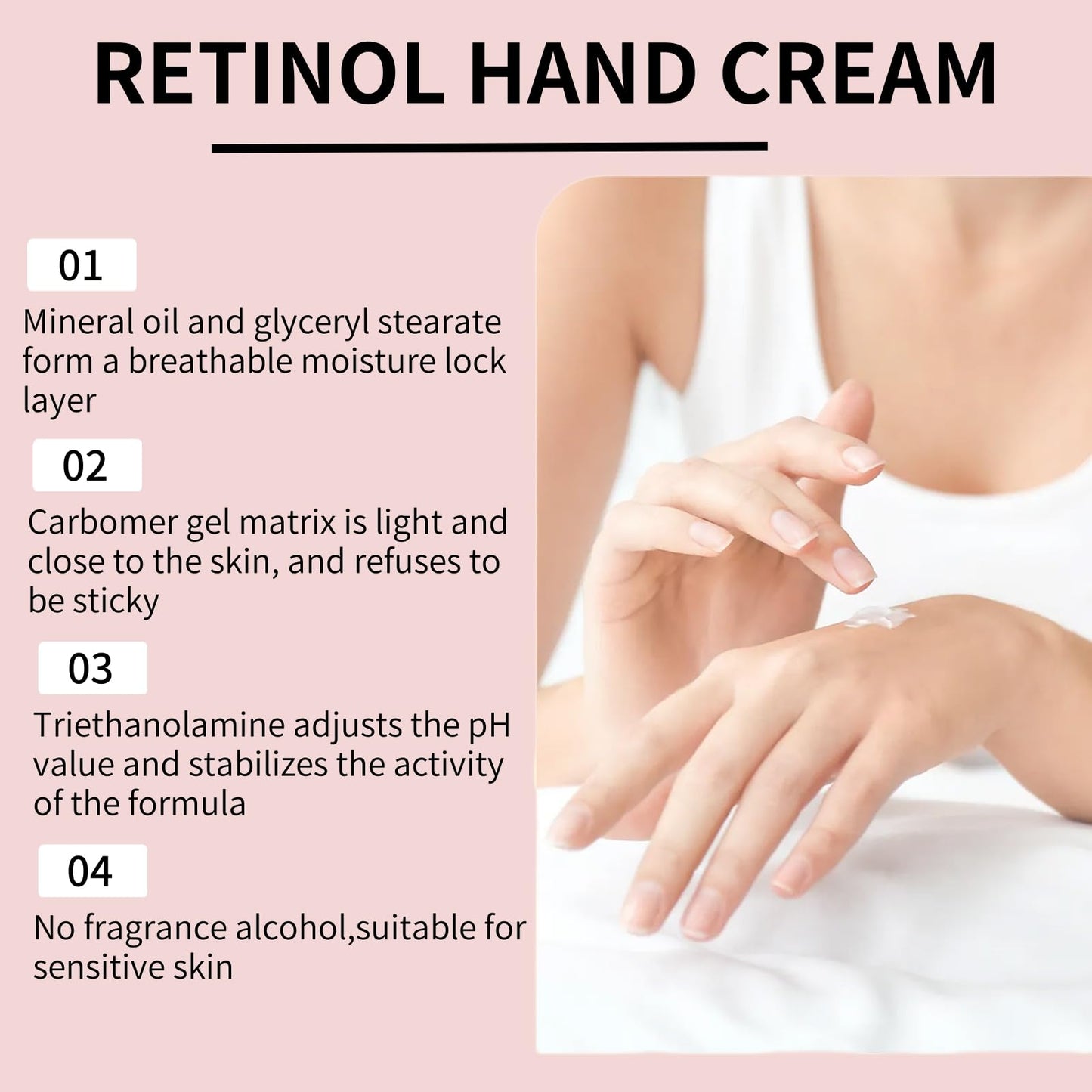 Jinjiar Retinol Hand Cream,Firming Anti-Aging Hand Lotion,Relief Intense Moisture Hand Balm,Moisturizer for Dry Cracked Hands,Anti Aging Hand Cream,Retinol Hand Balm Anti Aging,Protects Skin&Nails