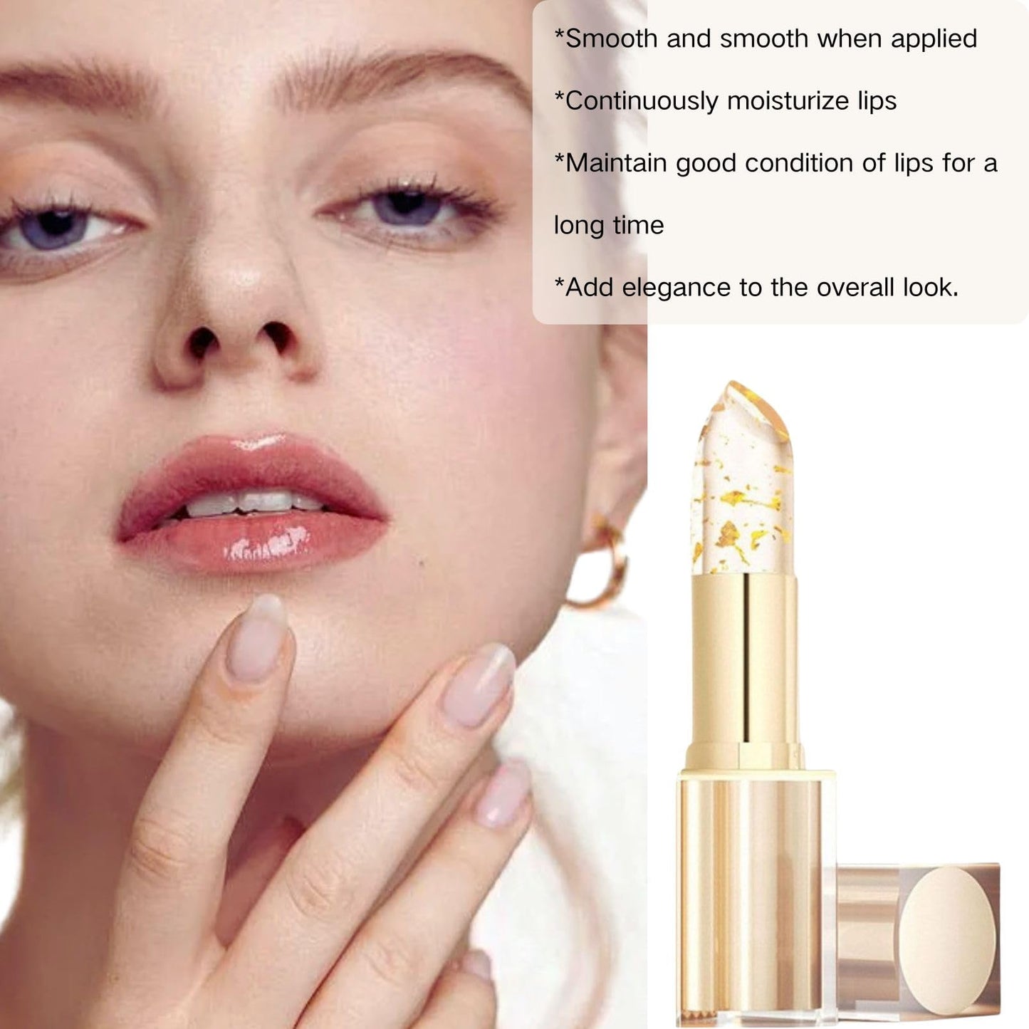 SHEBEEDO Transferproof Color Changing Lipstick,24H Long Lasting Moisturizing Glossy Lip Gloss,Color Changing Lipstick with Gold Foil Crystal Shine, Deep Nourishment Balm