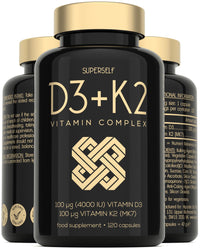 Vitamin D3 K2 Capsules - High Strength Vitamin D Tablets - 4000 IU Vitamin D & 100mcg Vitamin K MK7-120 Capsules - UK Made & Vegetarian - VIT D3 K2 Supplement for Strong Bones, Teeth, Immune System