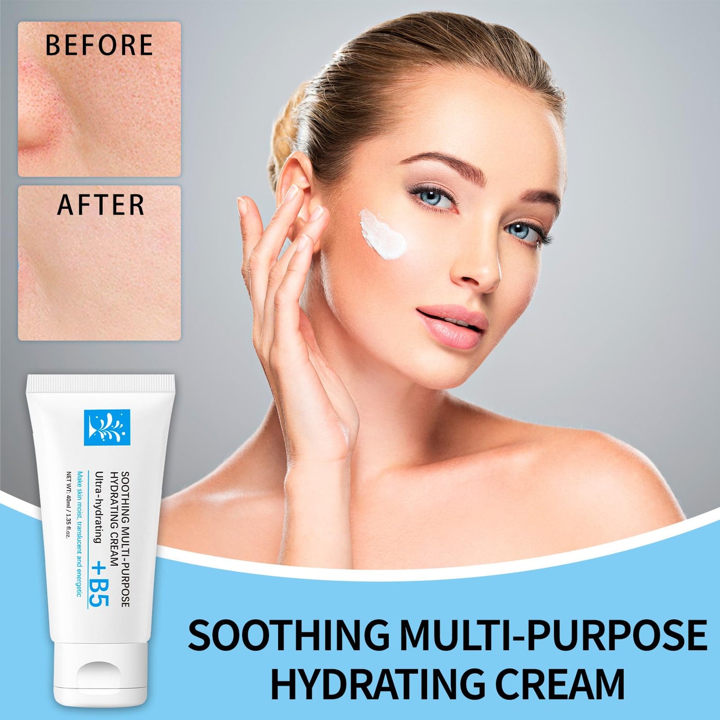 Generic Repair Face Cream, B5 Repairing Balm for Sensitive Skin, Anti Redness and Deep Hydration, Skin Barrier Repair Cream for Dry and Irritated Skin, Soothing Moisturiser for Women and Men (40ml)