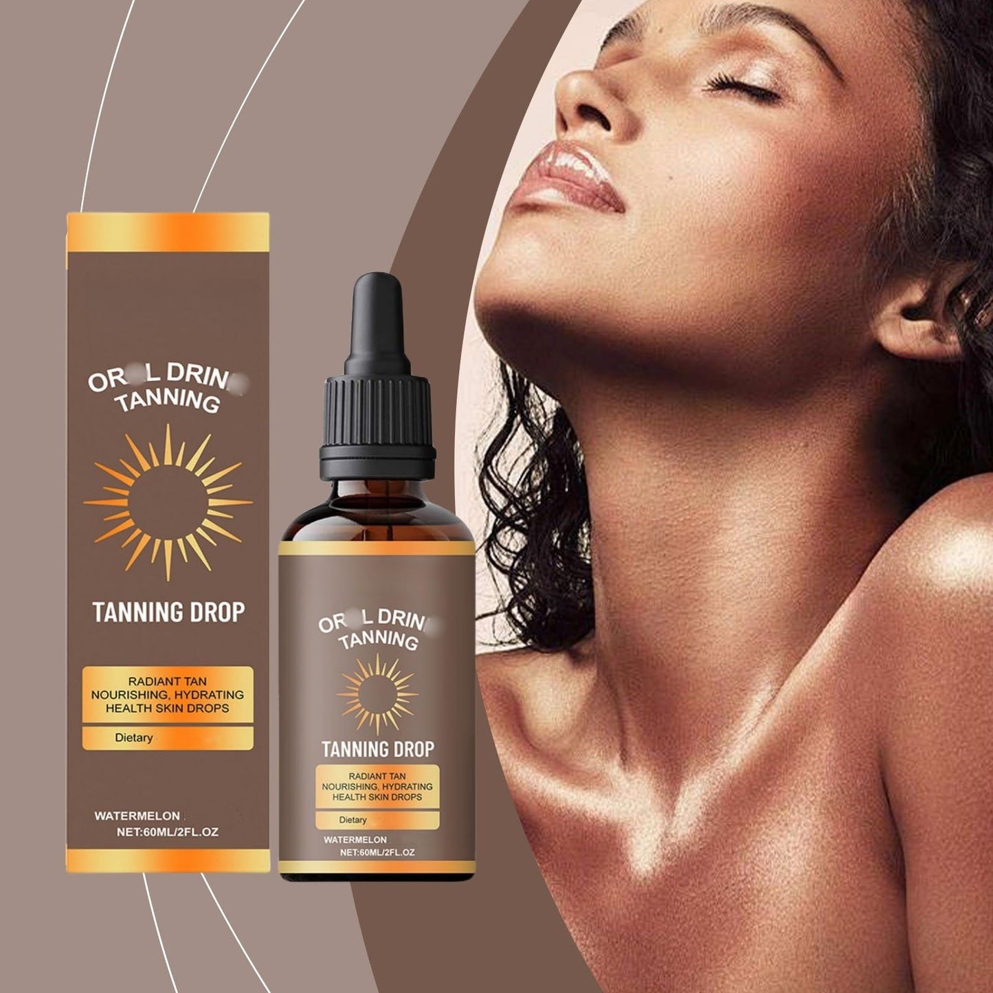 Jinjiar Sunless Tanning Drops,Sunless Self Tanning Drops,Enhancing Natural Skin Tone Without the Sun Damage,Gradual Nourishing Face Tan Dr-op,for All Skin Types,Tan-ning Dro-ps Dr-ink,Sunbed Cream Accelerator