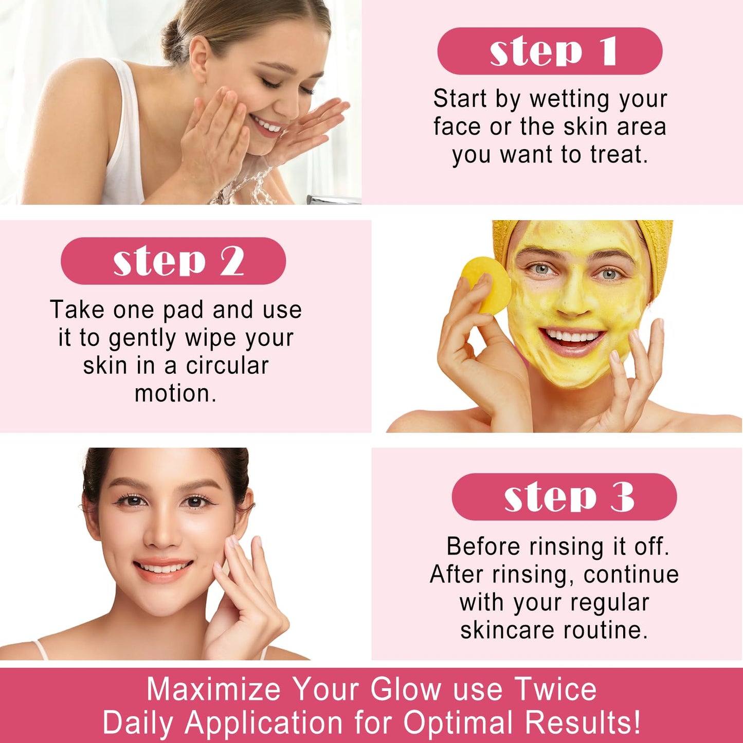 Kojic Acid and Turmeric Pads, Turmeric kojic acid pads Cleaning Pads for Face Turmeric Exfoliating Pads Facial Cotton for Cleaning 40Pcs
